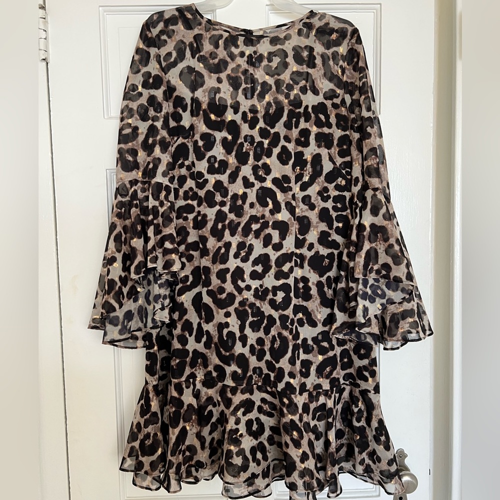 Eliza J flutter leopard dress
